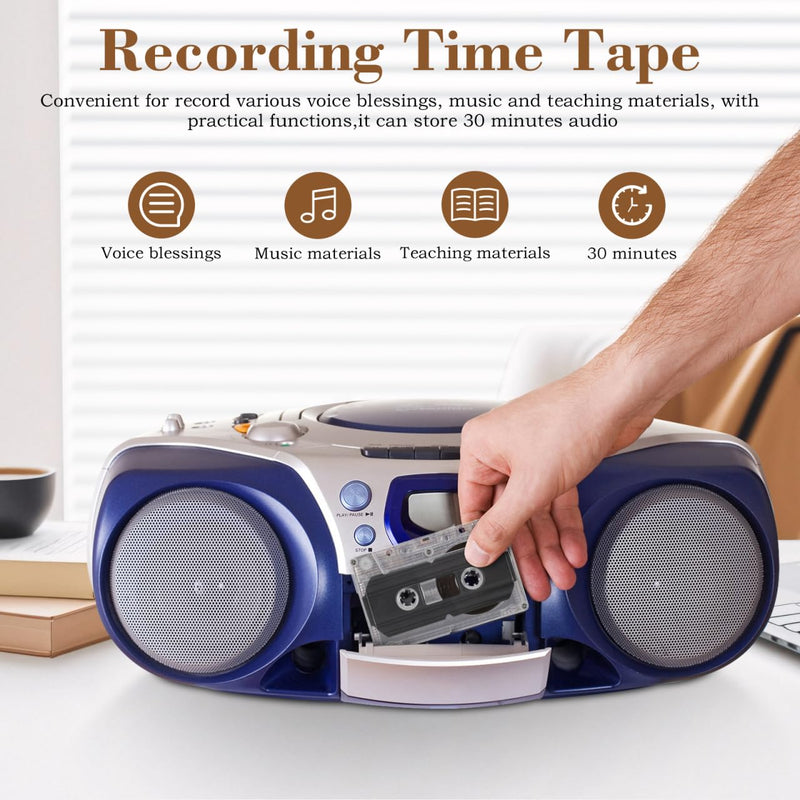 2pcs Blank Cassette Tape, 30 Min Recording Time Low Noise Audio Tapes with Transparent Case for Music Speech Recording
