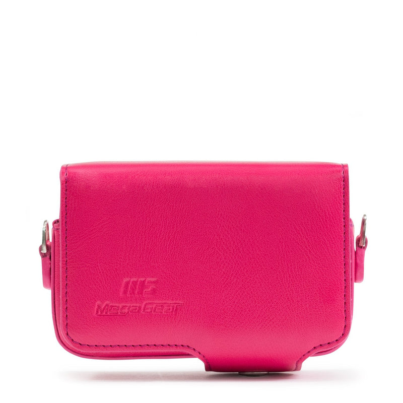 Megagear Leather Camera Case with Strap Compatible with Sony Cyber-shot DSC-RX100 VII, ZV-1, DSC-RX100 VI, DSC-RX100 V, DSC-RX100 IV, DSC-RX100 III, DSC-RX100 II - Hot Pink