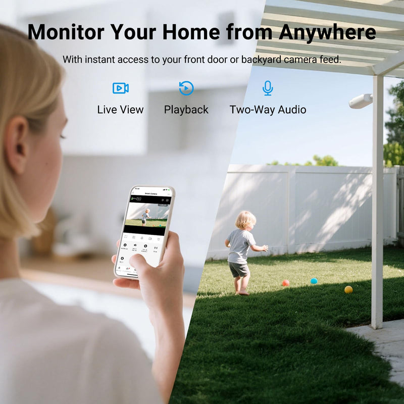 TCL 2K Solar Security Camera Wireless Outdoor, Built-in LED Light with Removable Battery Camera, Local Storage, No Subscription Cameras Compatible with Alexa, Ideal for Home Security