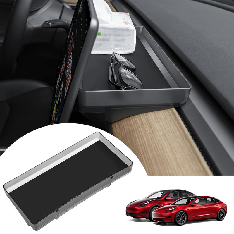 for Tesla Model Y Upgrade Behind Screen Storage Box Dashboard Hidden Organizer Tray Non-Slip Sunglass Card Holder for 2021-2023 Tesla Model 3 and 2021-2024 Model Y Accessories 2021-2023 Model3&2021-2024 ModelY(Upper)