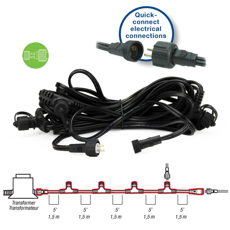 Aquascape 84023 LVL Lighting Cable with 5 Quick Connects for Pond, Garden, and Landscape Features, 25-Foot 5-Outlet Black