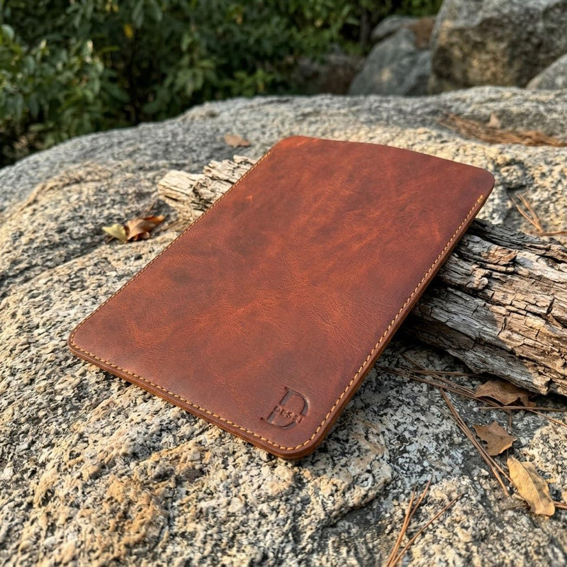 Dessi Slim Ultra Lightweight Handmade Leather Tablet Sleeve Matte Tan Brown Protective Case for iPad mini 7 A17 Pro iPad mini 6 5 Fire HD 8 Kindle Paperwhite 8 Inch Mini iPad Cover