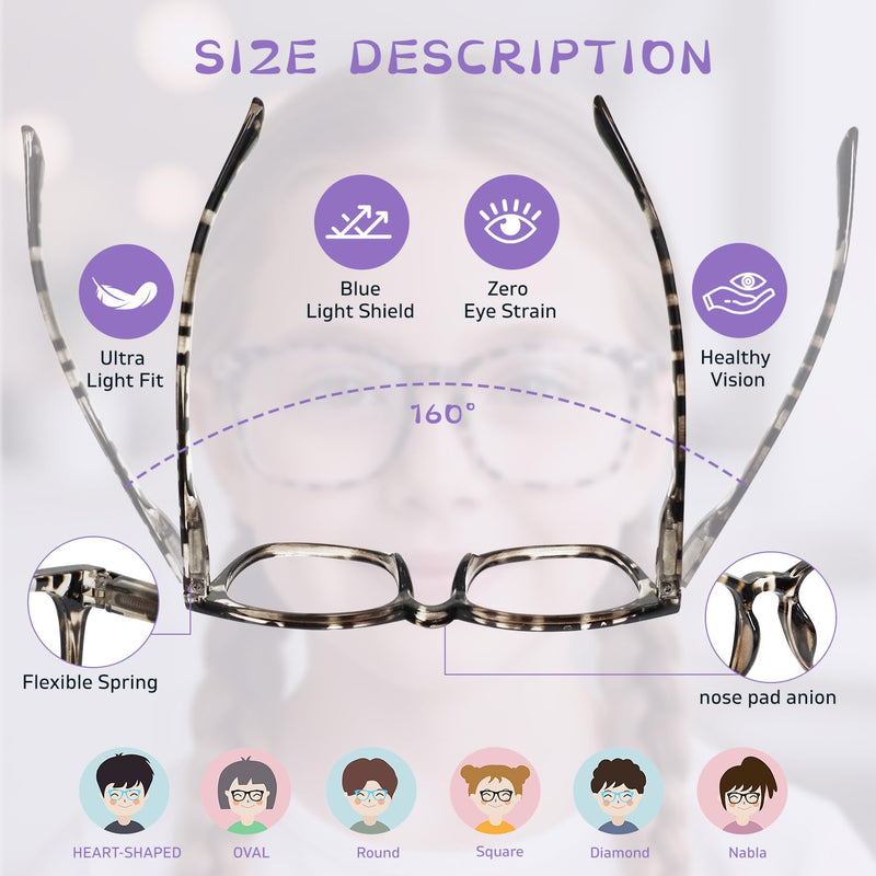 Kids Blue Light Blocking Glasses Age 2-5, Toddler Gaming Computer Eyewear | Features Anti Reflective Clear Lenses To Minimize Screen Glare And Support Comfort During Computer And Tablet Play. A1 Purple + Pink + Transparent Blue Age 2-5 Yrs