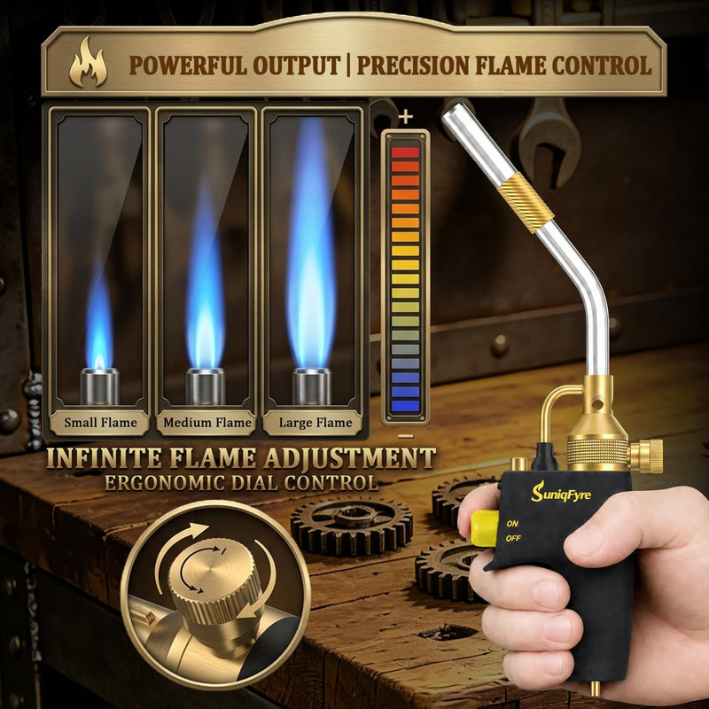 High-Intensity Propane Torch Head, Upgraded 10,000 BTU Trigger Start Gas Torch with Flame Lock&Built-in Pressure Valve, 360° All-Angle Burn CGA600 Plumbing Torch for Soldering, CSA Certified Yellow