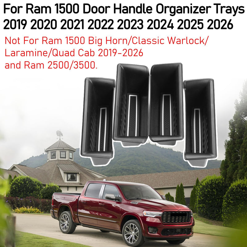 TTCR-II for Ram 1500 Door Side Organizer Tray 2019 2020 2021 2022 2023 2024 2025 2026, for Ram 1500 Door Pocket Insert 4 Pcs (Does not fit 2500 3500 4 Pcs For Ram 1500 5th