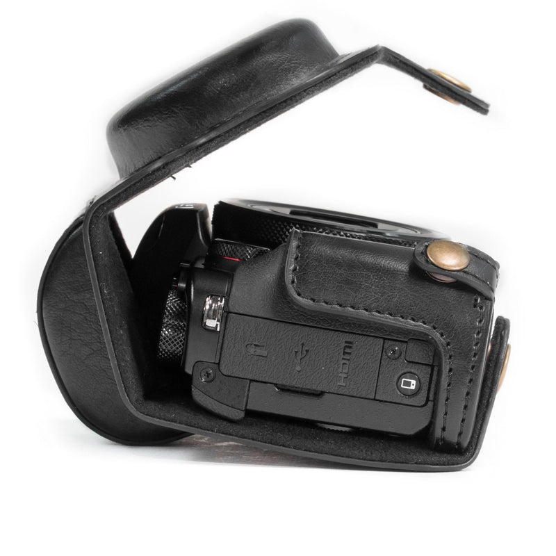 MegaGear Ever Ready Camera Case, Bag for Canon PowerShot G5 X G5X Digital Camera (Black, PU Leather) (MG688) One Size Black