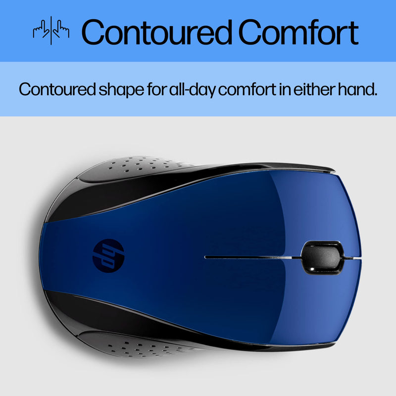 HP X3000 G3 Wireless Mouse - Blue, 15-Month Battery, Side Grips for Control, Travel-Friendly, Blue LED, Powerful 1600 DPI Optical Sensor, Compatible with Wins PC/Laptop, Mac, Chromebook (683N8AA#ABL) New Version