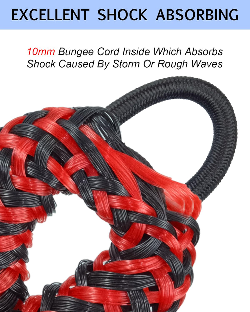 Boat Accessories 2PCS Dock Lines 3FT Premium Bungee Boat Lines (Red+Black, 3Feet) Red+Black