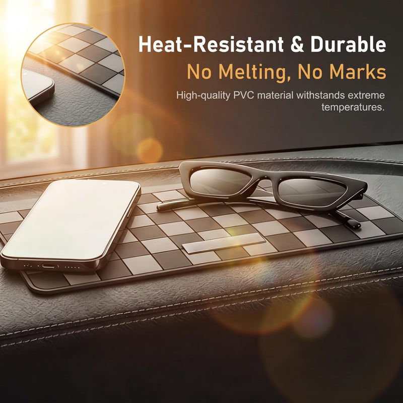 Car Dashboard Non Slip Mat, Multifunctional Fixate Anti Slide Pad for Phone Keys Sunglasses GPS, Heat-resistant Sticky Dash Mat, Storage Accessory for Car & Home & Office (Black & Gray) 1 PC Black & Gray
