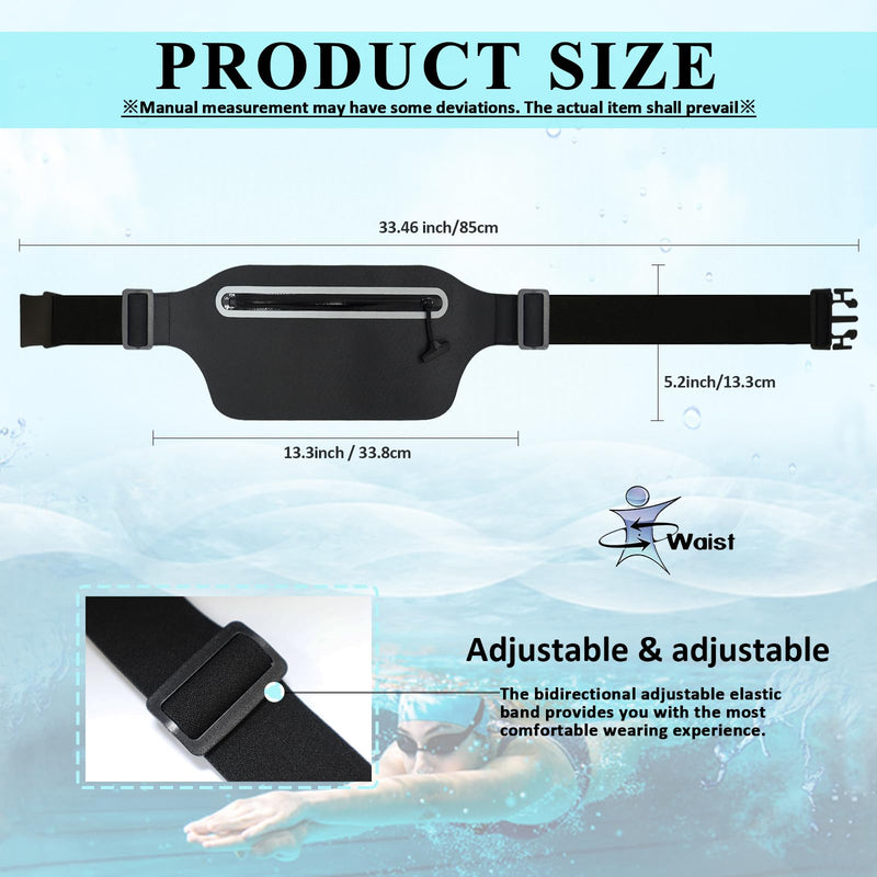 Large Waterproof Fanny Pack for Swimming Small Dry Bag Kayaking Boating Floating Snorkeling Beach Travel, Water Proof Pouch Running Belt for Phone iPhone Women Men Kids Girls Black Waist Bag 01-100% Waterproof