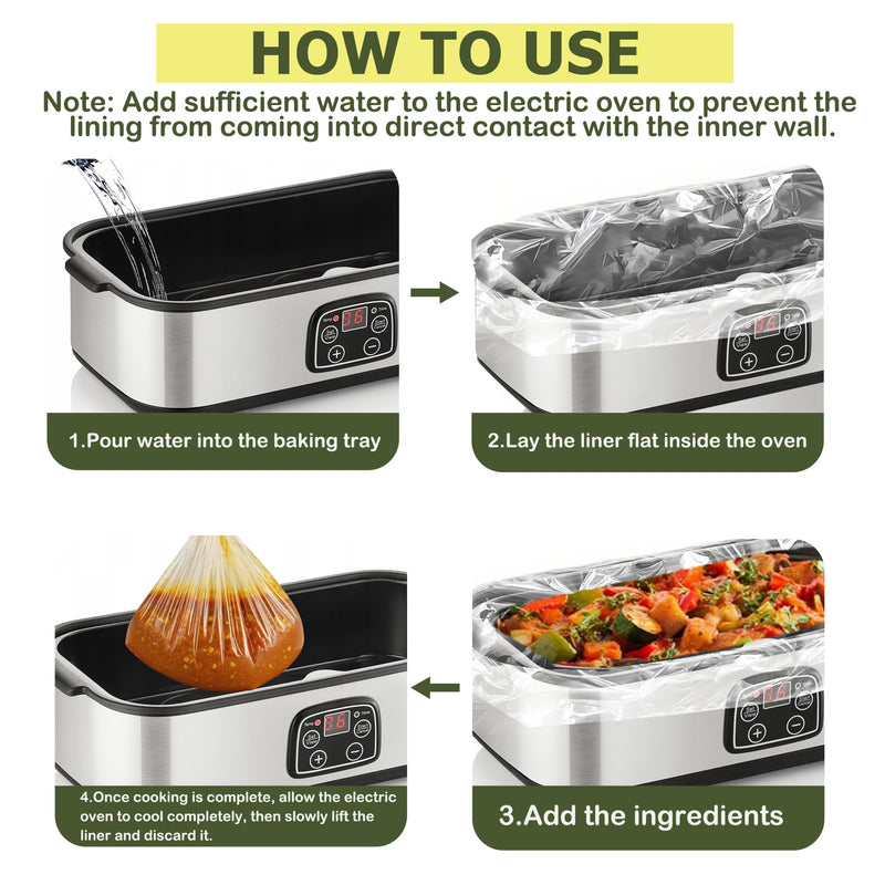 25 Count Electric Roaster Liners, Not Suitable for Baking, 34" × 18" Roaster Liners Disposable, Fits 16, 18, and 22 Quart, Up to 350° F, High Temperature Resistant Stew Cooking Bags, Food Grade Nylon 25