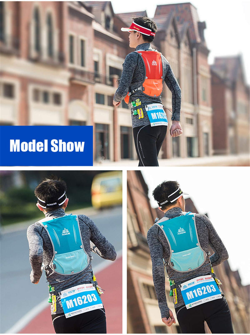 5L Lightweight Running Backpack Outdoor Sports Trail Racing Marathon Hiking Fitness Bag Hydration Vest Pack One Size Black + 500ML Water Bottle