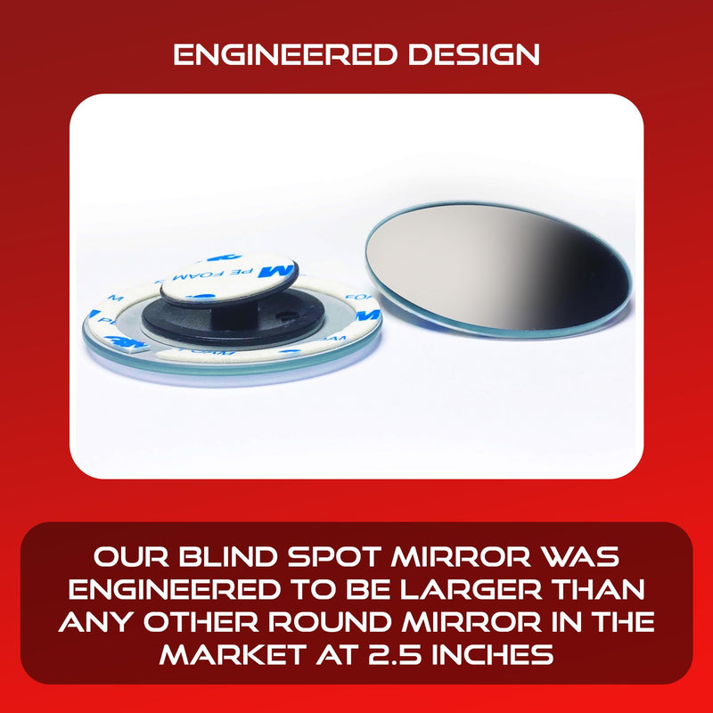 2.5" Unique Convex Blind Spot Side: Rear View - Truck And Car Rearview Mirror - Automotive Exterior Blindspot Accessories For Men & Women - Auto Parts (2pack)