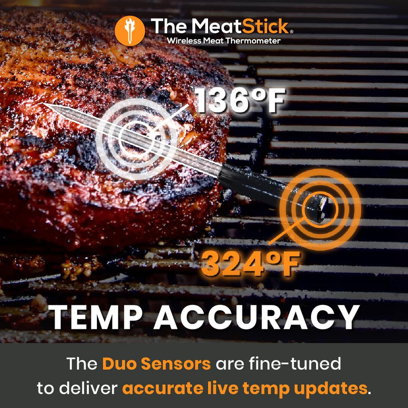 MeatStick X – Smart Wireless Meat Probe for Grilling, Smoking & BBQ | 500ft+ Bluetooth Range | Works in Oven, Smoker & Grill MeatStick X Set (500ft+ Range)