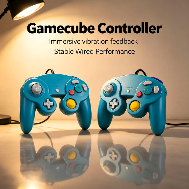 Lyvix Wired Controller Compatible with Gamecube & Wii, Emerald | Plug & Play, Zero Latency, Multiplayer Competitive Matches, ABS Plastic