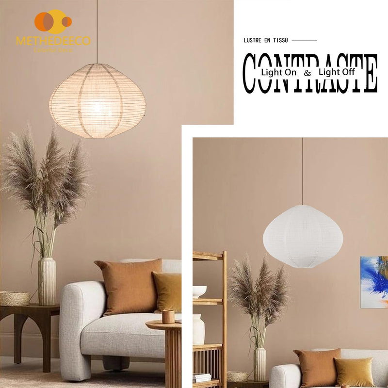 2PCS 16-inch Handmade Linen Pendant Light Shades Fabric Lampshade, Minimalist White/Beige, Foldable Hanging Lanterns for Bedroom, Living Room, Kitchen showcase window House Gift Idea 2Pcs Beige-16Inch pendant lampshade