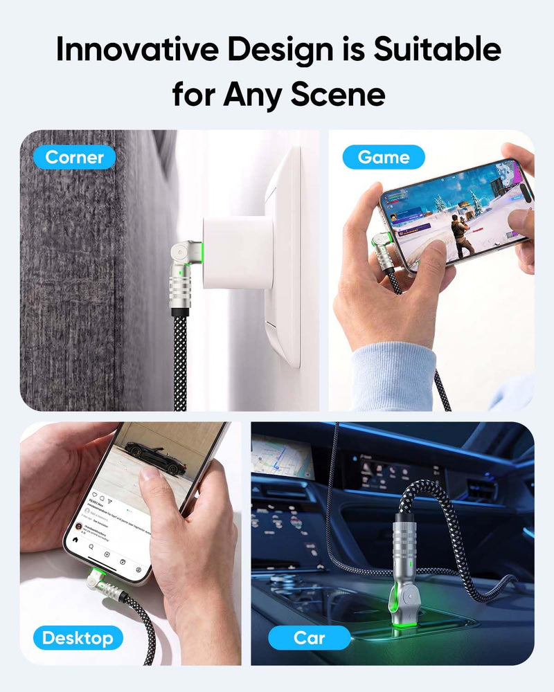 USB C to USB C Cable 10ft, 240W Braided 180°Rotating Type C Charger Fast Charging USBC to USBC Cable for iPhone 17 16 15 Pro Max iPad MacBook Neo Air Pro Samsung S26 S25 Ultra Black