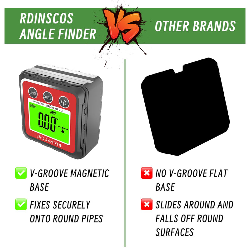 RDINSCOS Digital Angle Finder Magnetic Table Saw Gauge | 4 Sided Magnetic, Protractor Angle Cube, Bevel Gauge PT180/PT183