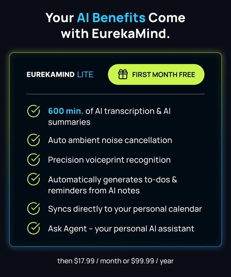 AI Voice Recorder with Transcription, AI Summary, Speaker ID, Noise Reduction, 64GB Memory, 138 Languages, App Control, for Meetings, Calls, Lectures, Interviews, Lite