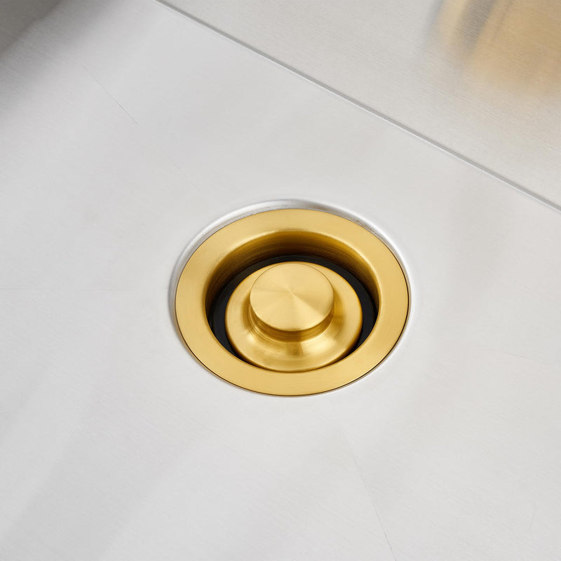 Luxier GD02-G Kitchen Sink Garbage Disposal Flange and Stopper in Brushed Gold