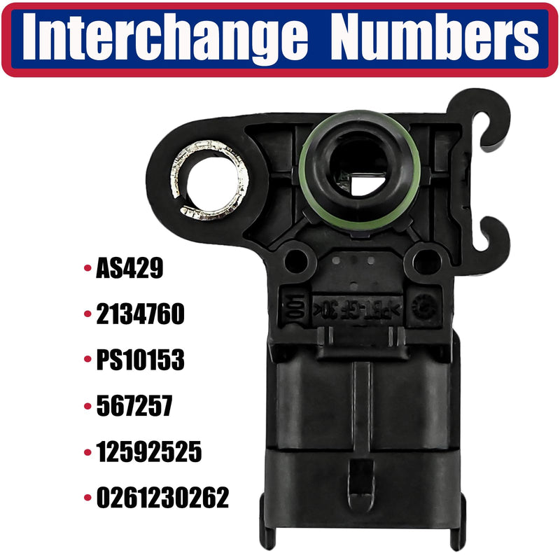 55567257 Manifold Absolute Pressure MAP Sensor Compatible with 2011-2017 Chevy Cruze 1.4L Turbo 2012-2020 Sonic 1.4L Turbo 2014-2021 Trax 1.4L Turbo, 2013-2021 Buick Encore 1.4L Turbo 55567257