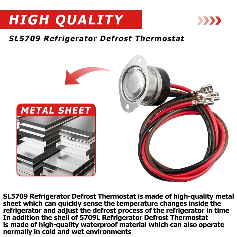 5709L Refrigerator Thermostat Compatible with Supco Refrigerator Cold Control Thermostat SL5709, Refrigerator Defrost Thermostat for 4751C Chandler, Larkin, Bohn and Climate Control, Defrost Teminator