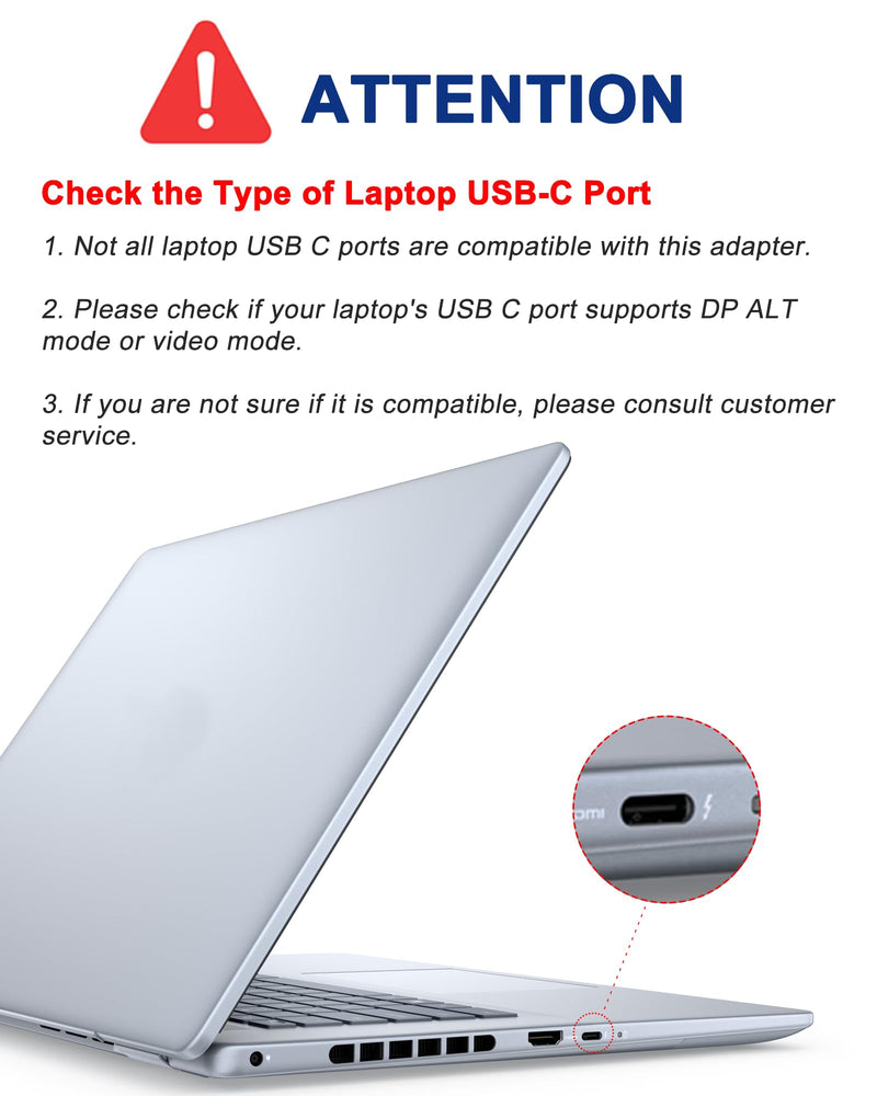 Dual Monitor Adapter - USB C to HDMI Adapter, Docking Station for Laptop, HDMI Splitter for Extended Display Gray
