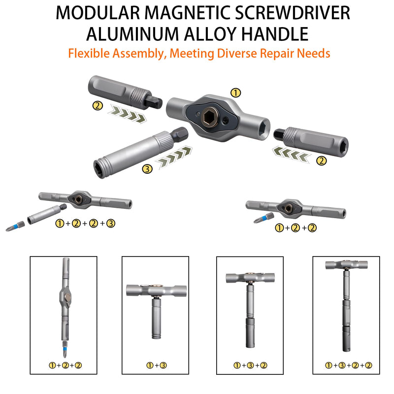 42 in 1 Magnetic Screwdriver Set, Multi Bit Screwdriver Set with Detachable Ratchet Handle, Portable Screw Driver Set Kit for Computer, Eyeglass, Bicycles, Watch, Furniture and Electronic Repair 42 in 1 Orange