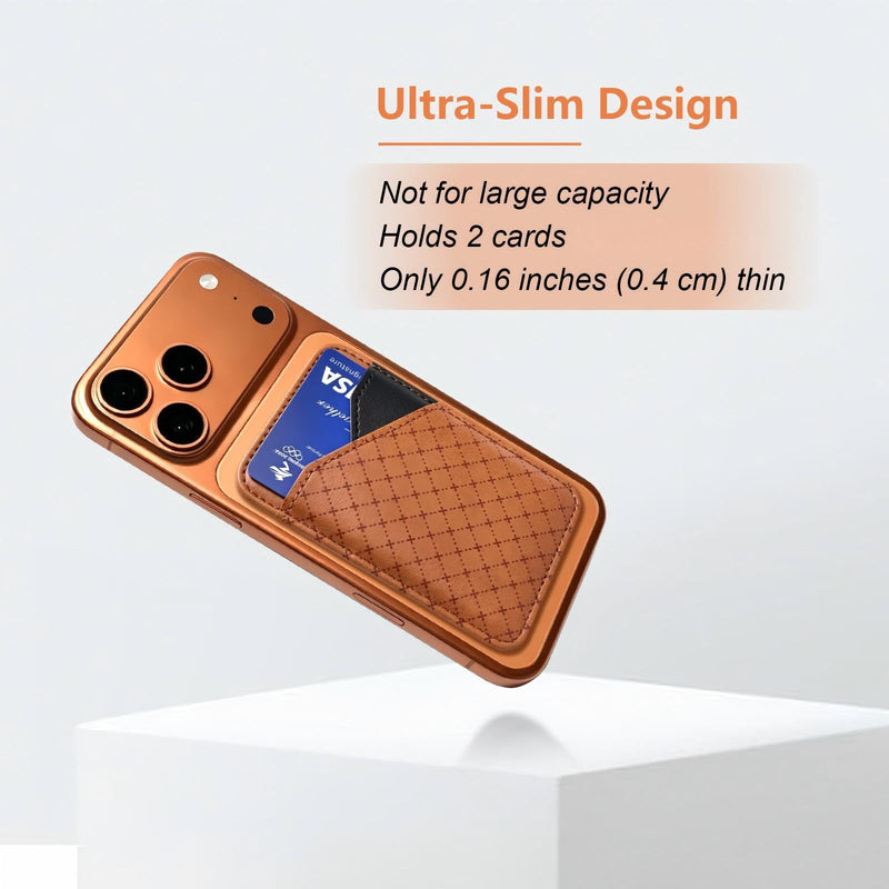 for MagSafe Wallet, Stronger Magnetic Wallet for iPhone 17/16/15/14/13/12 Pro Max Plus Air Series, 2 Card Slots, Slim Leather Phone Cards Holder (Classic Brown) Classic Brown