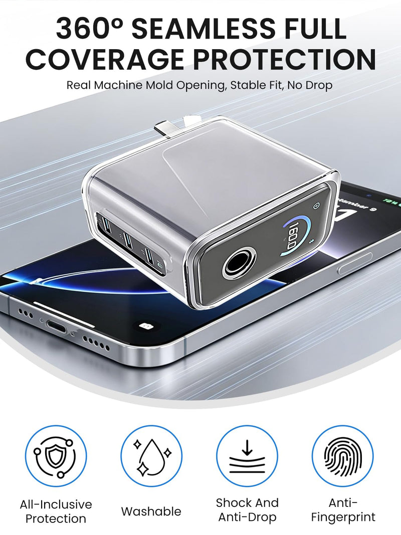 for Anker 160W 3-Port Compact USB C GaN Charger Block Case, Clear Soft TPU Protective Case Cover,Full Protective for Anker Prime Charger-Clear