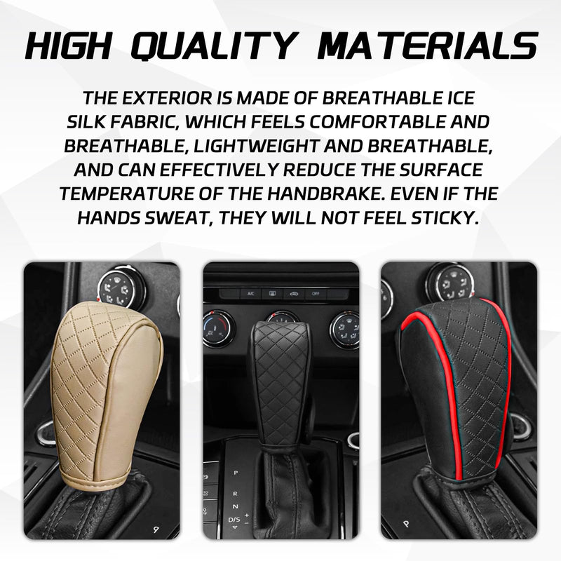 Leather Car Gear Shift Knob Cover, Upgraded Anti-Slip Design Stick Shift Knob Cover, Universal Durable Car Decorative Accessories Shifter Stick Protector Suitable for Cars,Trucks,SUVs (Black) Black