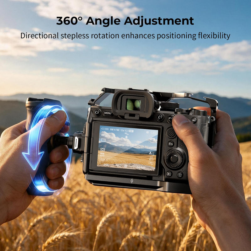 SMALLRIG Rotating Side Handle with HawkLock H21 Quick Release NATO Clamp, Includes H21 NATO Rail, 360° Adjustable, 15kg/ 33lb Load, Ergonomic Silicone Grip