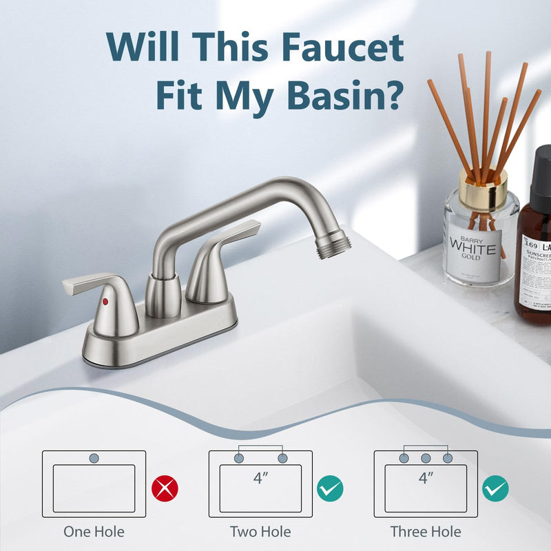 Aolemi Laundry Sink Faucet 4 Inch Centerset, Utility Sink Faucets with Swivel Spout and 3/4" NPT Threaded End, 2-Handle Faucet for Laundry or Utility Room, Brushed Nickel