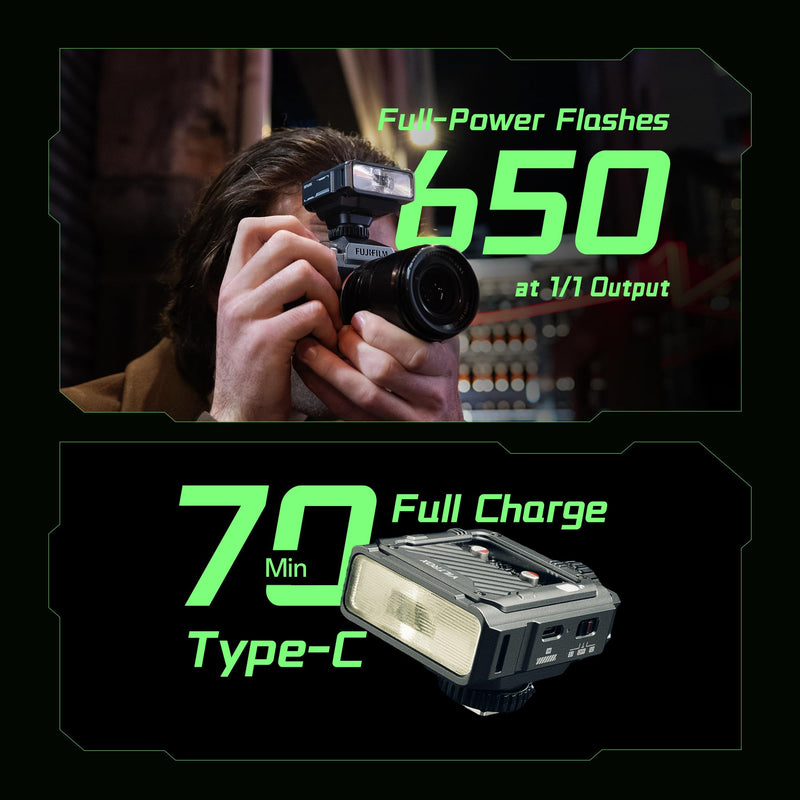 VILTROX Spark Z3 TTL Camera Flash Speedlite for Fujifilm, GN16 6500K Mini On-Camera Flash with 26Ws Output, 7 Power Levels, 650 Full-Power Flashes, 1s Recycle, 1800mAh Li-ion Battery, Softbox (Gray) Z3-F(Gray)