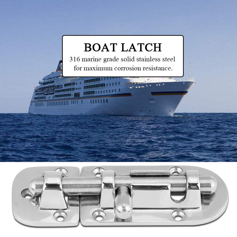 Acouto Boat Door Lock Boat Bar Security Sliding Lock Heavy Duty Marine Boat Door Window Lock Slide Bolt Clasp 316 Stainless Steel(110mm)