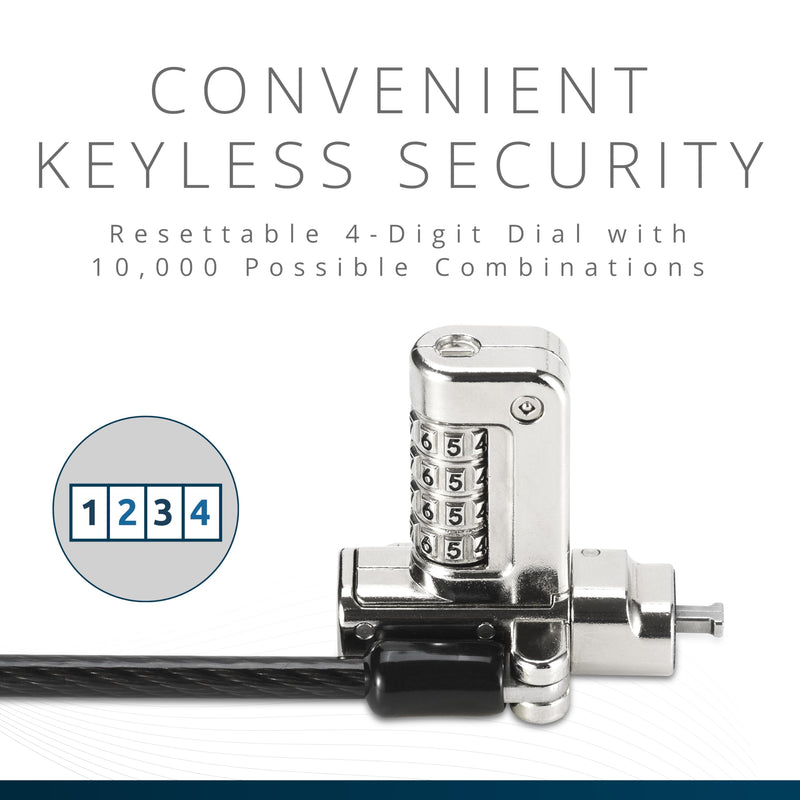 Kensington Universal 3-in-1 2.0 Combination Laptop Lock, fits T-bar, Nano, N17, Wedge-shaped Lock Types, 6-foot Computer Security Locking Cable, Compatible with Dell, HP, Lenovo - Resettable, K63394WW Upgraded - 1 Tip Combo Lock - Universal