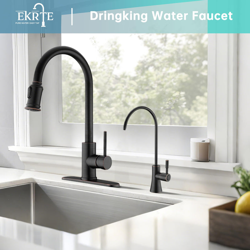 Bronze Water Filter Faucet,Commercial Everse Osmosis Faucet for Under Sink, Stainless Steel Drinking Water Purifier Faucet, Oil Rubbed Bronze