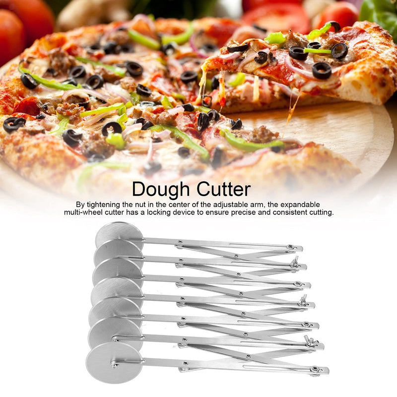 Mxzzand Pastry Cutter Pizza Wheel Dough Divider Adjustable Arm Rust‑Free High Hardness Stainless Steel Hotel Restaurant(Seven round pizza slice)