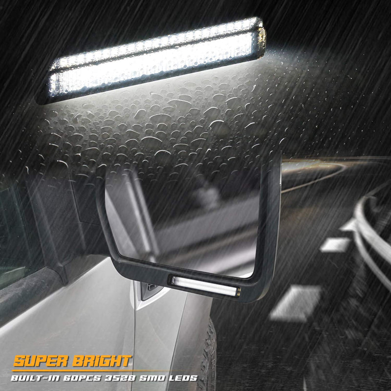 RUXIFEY Sequential Switchback LED Side Mirror Turn Signals Running Lights Smoked Compatible with Ford F150 Expedition, Lincoln Mark LT Amber and White