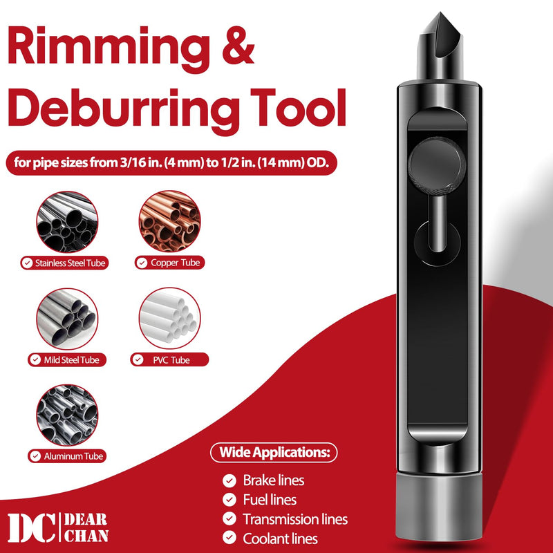 Tubing Deburring Tool - Brake Line Deburring Tool - Rimming & Deburring Tool for 3/16" to 1/2" Tubing, for Brake/Fuel/Transmission/Coolant Lines, Achieving Optimal Tubing Flaring, Replace for LTTR1