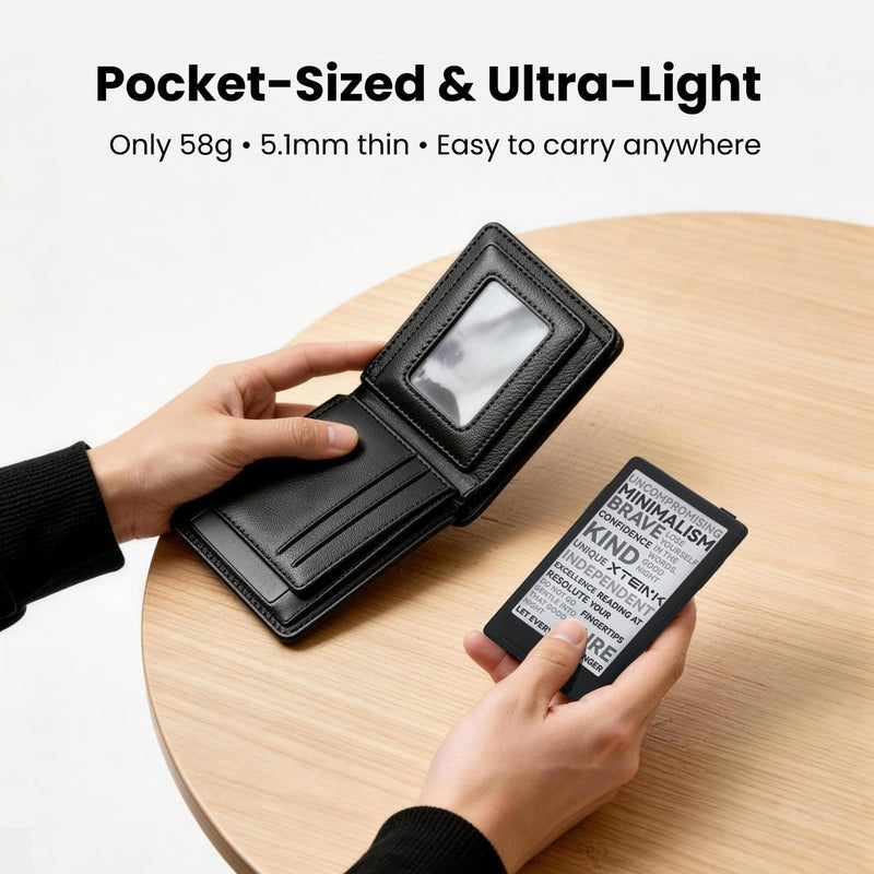 XTEINK X3 3.7" Pocket E-Ink eBook Reader, Space Black | Ultra-thin 0.2" design with magnetic pogo-pin charging, gyroscope page-turn, 16GB storage, and distraction-free reading