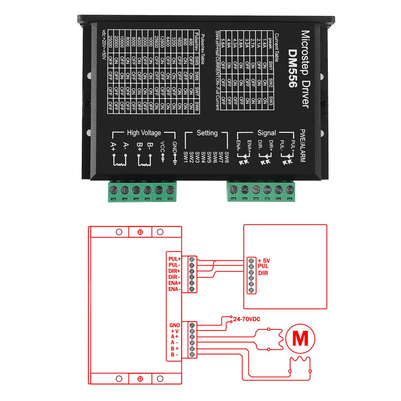 ACEIRMC DM556 CNC Digital Stepper Driver - 2-Phase Stepper Motor Controller, 20-50V DC Max 5.6A, 128 Subdivision for Nema 23, 24 and Nema 34 Motors (4pcs)