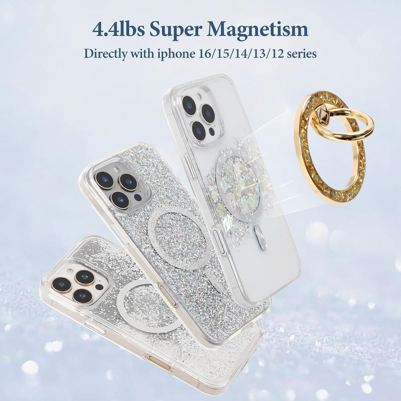 Magnetic Phone Ring for MagSafe Grip [Super Magnet] StylishTwinkle Design Ring Holder Stand, magsafe pop Socket (Gold) Gold