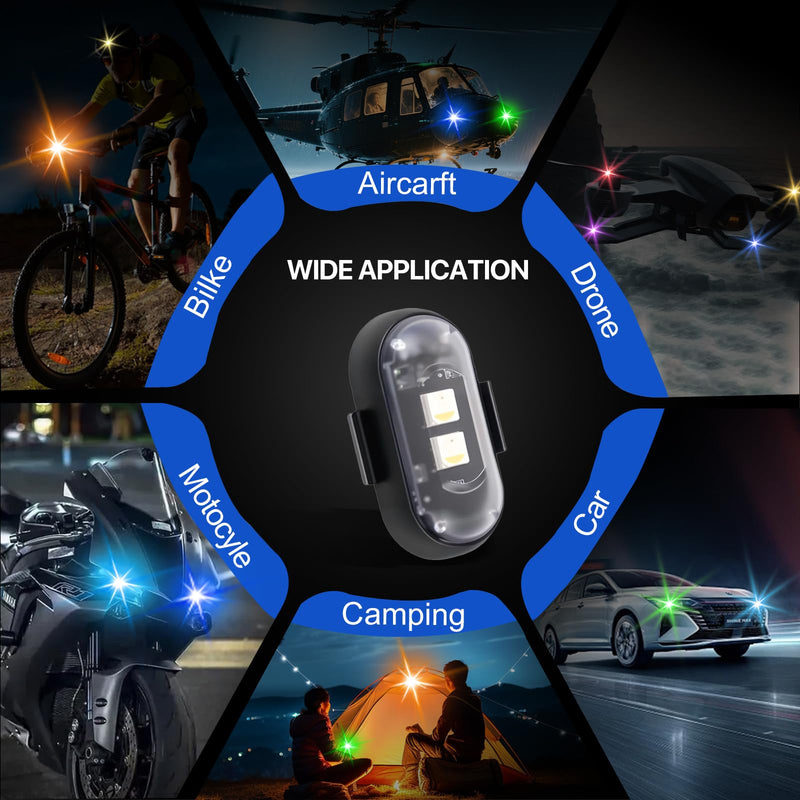 10PCS Wireless LED Lights for Car with Remote Control, High Brightness Wireless LED Strobe Light 8 Colors USB Charge IP65 Waterproof Anti-Collision for Car Motorcycle Aircraft Bike (10) 10