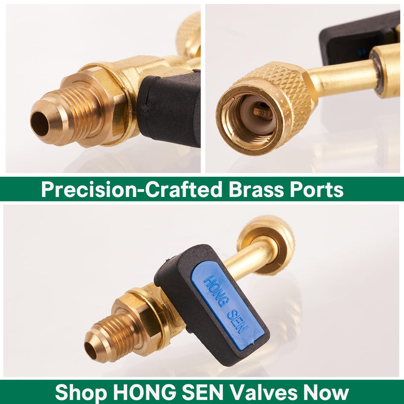 HONGSEN Low Loss Fittings HVAC Tools, Mini Split Air Conditioner Manifold, Refrigerant Charging Valve Compatible with R22 Refrigerant for Home AC