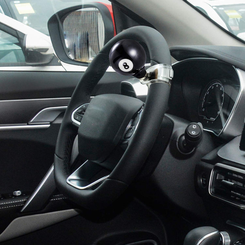 Arenbel 8 Ball Steering Wheel Assist Booster Grip Handle Turning Control Spinner Suicide Knob Fit Most Vehicles Cars Trucks Boats, Black Black 8 ball