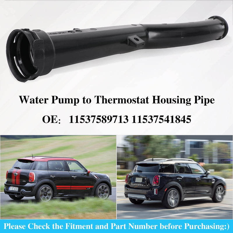 Engine Cooling Water Pipe with O-Ring, Water Pump to Thermostat Housing compatible with Mini Cooper R55 R56 R57 R58 R59 Countryman R60 Paceman R61 11537589713 11537541845