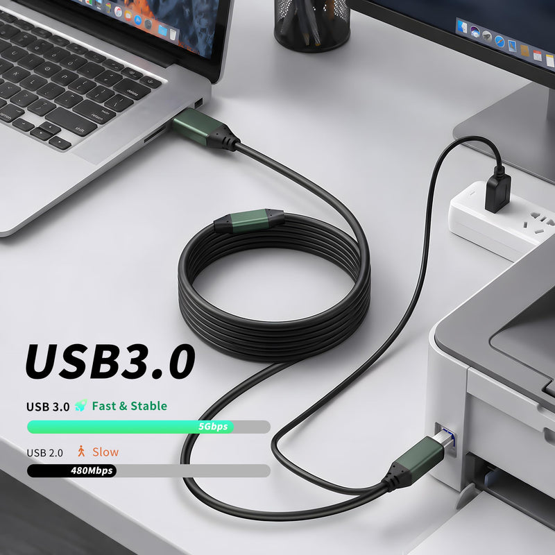 Kumiho USB 3.0 Printer Cable A Male to B Male （50Ft/15M） Compatible with Scanner, Printers, Desktop External Hard Drivers and More 50 ft