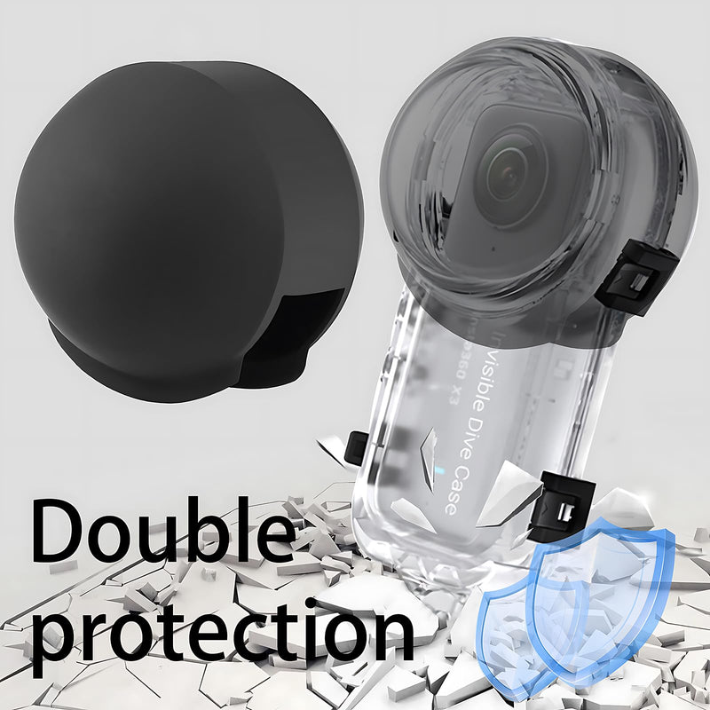 Lens Guard for Insta360 ONE X3 Invisible Dive Housing Case, Silicone Protective Cover, Lens Protector Case Accessories (Black)