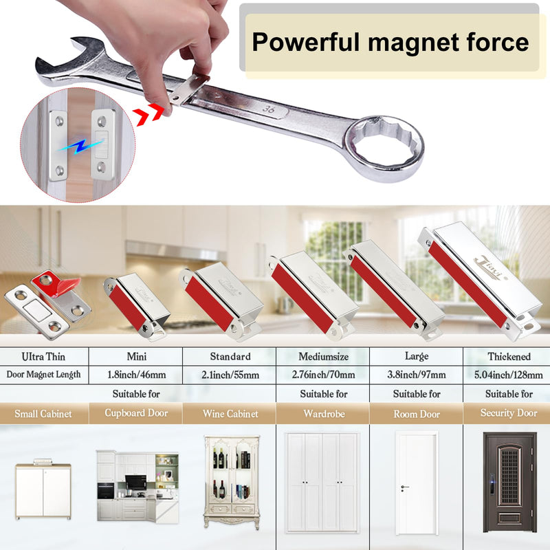 Cabinet Sliding Door Magnets Jiayi 18 Pack Ultra Thin Magnetic Door Catch Stainless Steel Drawer Magnet Catch for Kitchen Door Closure Cabinet Closer Cupboard Closet Door Magnetic Latches Hardware Silver